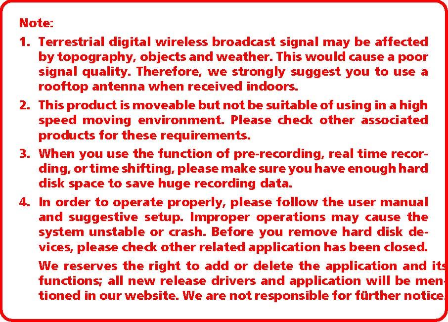 Important Notice: All channels are subject to coverage and may be changed from time to time. Reception may depend on the type and condition of your existing aerial. Aerial upgrade may be required.