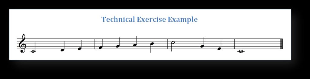 Exercises should be simplified for beginning students and should increase in difficulty as the student improves. Many band method books are designed this way.