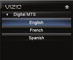 The MTS feature only works when the program being viewed is being broadcast in the language you select. To use the Analog MTS feature: 1. From the Settings menu, highlight Analog MTS and press OK.