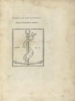 Printer s Trademark The swiftest of sea creatures combines with an anchor to signify the epigram, Make haste slowly. Aldus Manutius, Aldine Press s trademark, c. 1500.