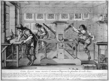 Copperplate Engraving Abraham Bosse, Printing Shop The Plate