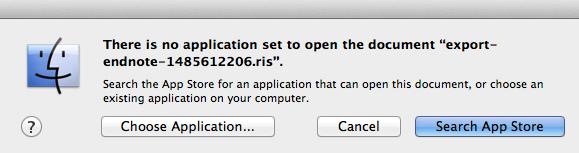 Some Macs will not automatically choose EndNote as the default software to open.ris or.