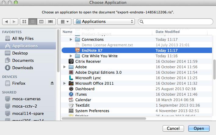 the Applications Folder Exercise 9.2 Making EndNote the default program for.ris &.
