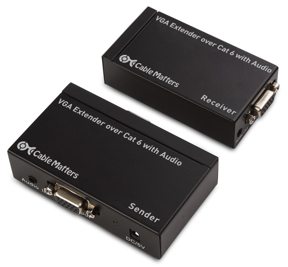 VGA Extender over Cat 6 with Audio Support Model 103004 Extend both video and audio up to 300 meters Utilize a Cat 6 cable