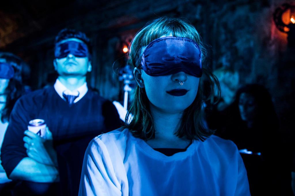 experiential performances IMMERSIVE, INTERACTIVE, COMBINED ARTS Blindfolded, sensory stimulation and deprivation.