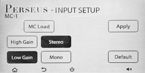 MC Input Setup screen When you press the Setup button on the front panel when one of the MC inputs is selected, this screen will appear. It allows you to set up basic parameters for each MC input.