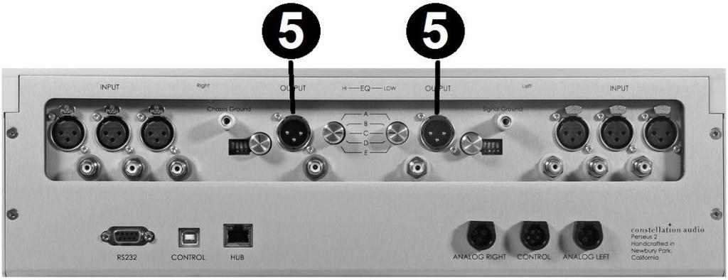 most preamps. For example, the left-channel connection for MM is on the right side of the back panel, and the right-channel connection is on the left side.