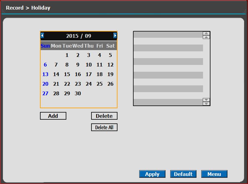 4) Holiday With this menu, you can add the holidays.
