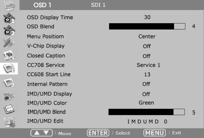 OSD OSD Display Time Set menu display time (seconds) MENU Position Set menu position among Left Top, Right Top, Left Bottom, Right Bottom and Center.