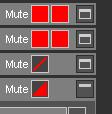 The Mute control located in the headline of a group of point sources can have three different states: Full red: Indicates that all members of the group are muted.