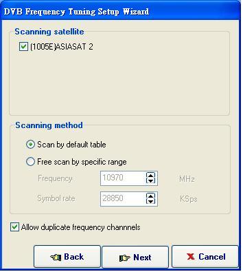 6. Scanning Satellite: Check the box next to the satellite you want to scan.