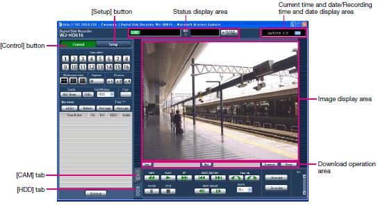 About the Operation Window Top Page [Control] button It is possible to operate the switcher functions of the camera such as switching the camera channel to display live images from a different camera