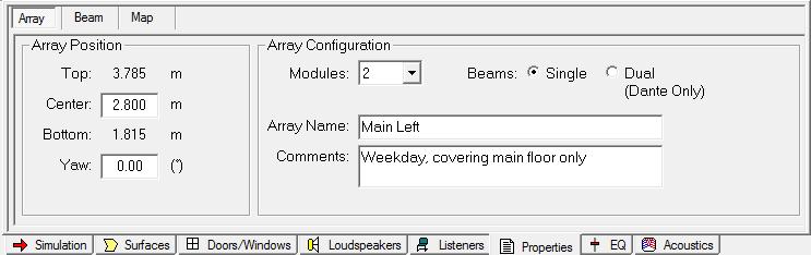 Modeler Properties and Operation Array Tab Basic properties of the array are set In the Array tab. Array Position Top/Center/Bottom: Set the Z-coordinate of the array.