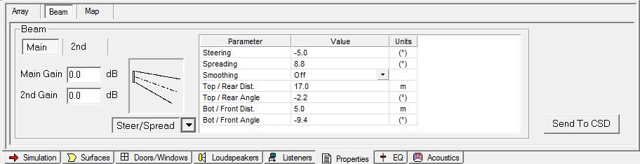 Modeler Properties and Operation Beam Tab In the Beam tab, you can specify the beam type and beam parameters. Main/2nd: Selection for Main beam or Secondary beam.