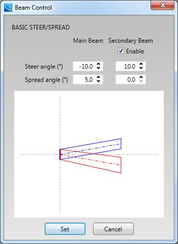 CSD Properties and Operation 2. Beam Control window appears. Set the Steer angle and Spread angle for each beam.