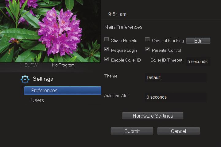 9 Settings Introducing Settings Settings gives you control over your video service.