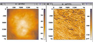 Chapter 5. Semi-Contact Atomic Force Microscopy 5-45 Fig. 5.11-16 Accordingly Fig. 5.11-17 shows topography and MAG*Sin signal images acquired when scanning another polymer sample surface (polyethylene oxide).