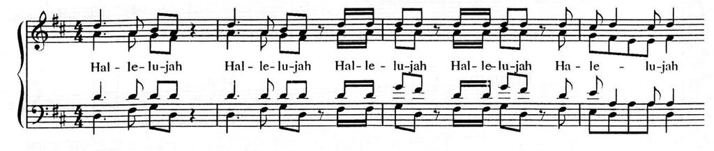 'Hallelujah' Chorus from Handel's Messiah This CHORUS must surely be one of the most famous pieces Handel wrote. It demonstrates the variety of textures he like to use in his choral writing.