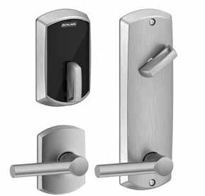 Multi-family Residetial Electroic Locks Schlage Cotrol Smart Itercoect Locks FE410 with Greewich trim with Broadway Lever Stadard Features Keyless, o cylider desig 100% bump ad pick-proof Moder