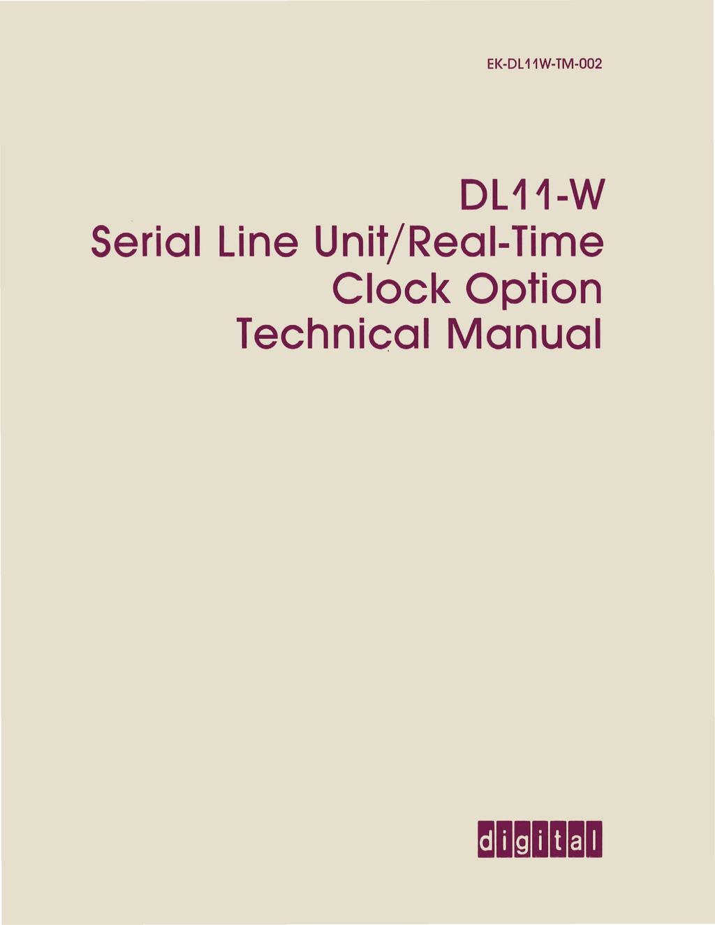 EK-DL 11W-TM-002 DL 11-W Serial line