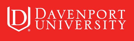 Davenport Logos Reverse White On Red The Davenport University logo reversed in red is another design used to identify the DU brand.