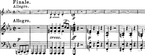 Finale Allegro This great movement, back in C minor is a glorious finale to this great sonata. It is in sonata form with a long coda (Presto).