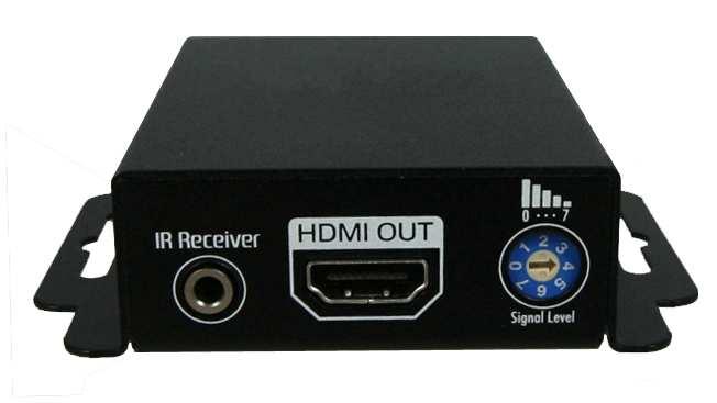Front Panel Receiving Unit CV-57C[Rx] HDMI OUT: Connect to a HDMI display with a HDMI male-male cable here. Signal Level: Adjust the 8-level equalization control to the received HDMI signals.