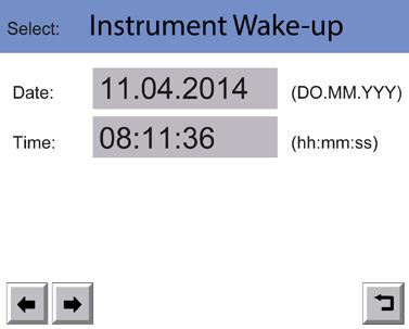 6 Events Setting the System Wake-Up Under Instrument Wake-up, the point of time is set at