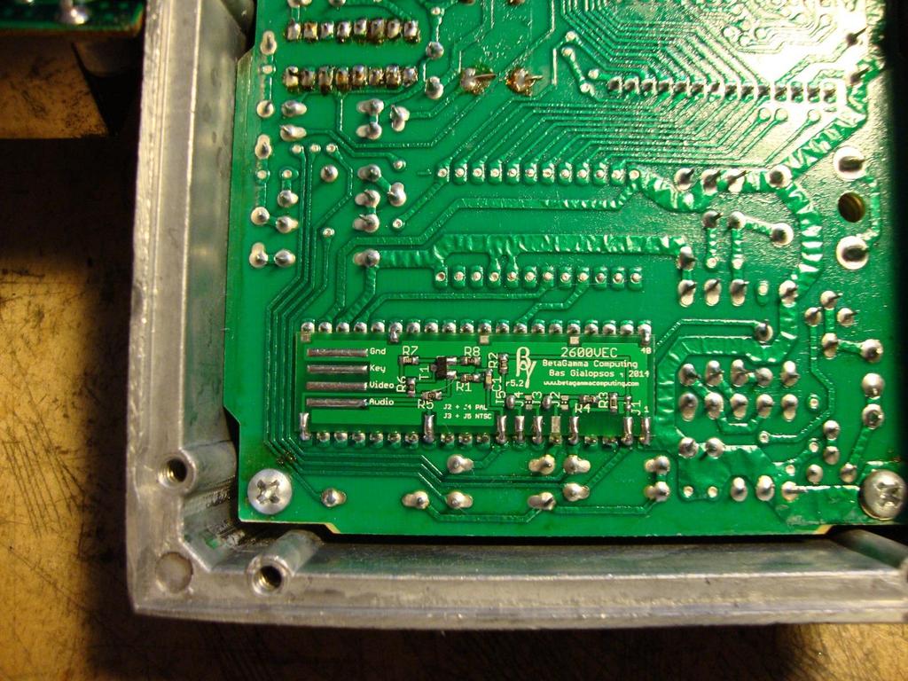 From the Picture above you can see the following. JP2 and JP4 are bridged for PAL operation and Pin 8 has not been soldered as it is not required for PAL operation (see pin out table).