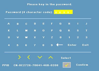b Enable the Password function will pop-up a character screen, key in a 4- digit number from the screen and press the Enter button. c d To confirm, enter the password again.