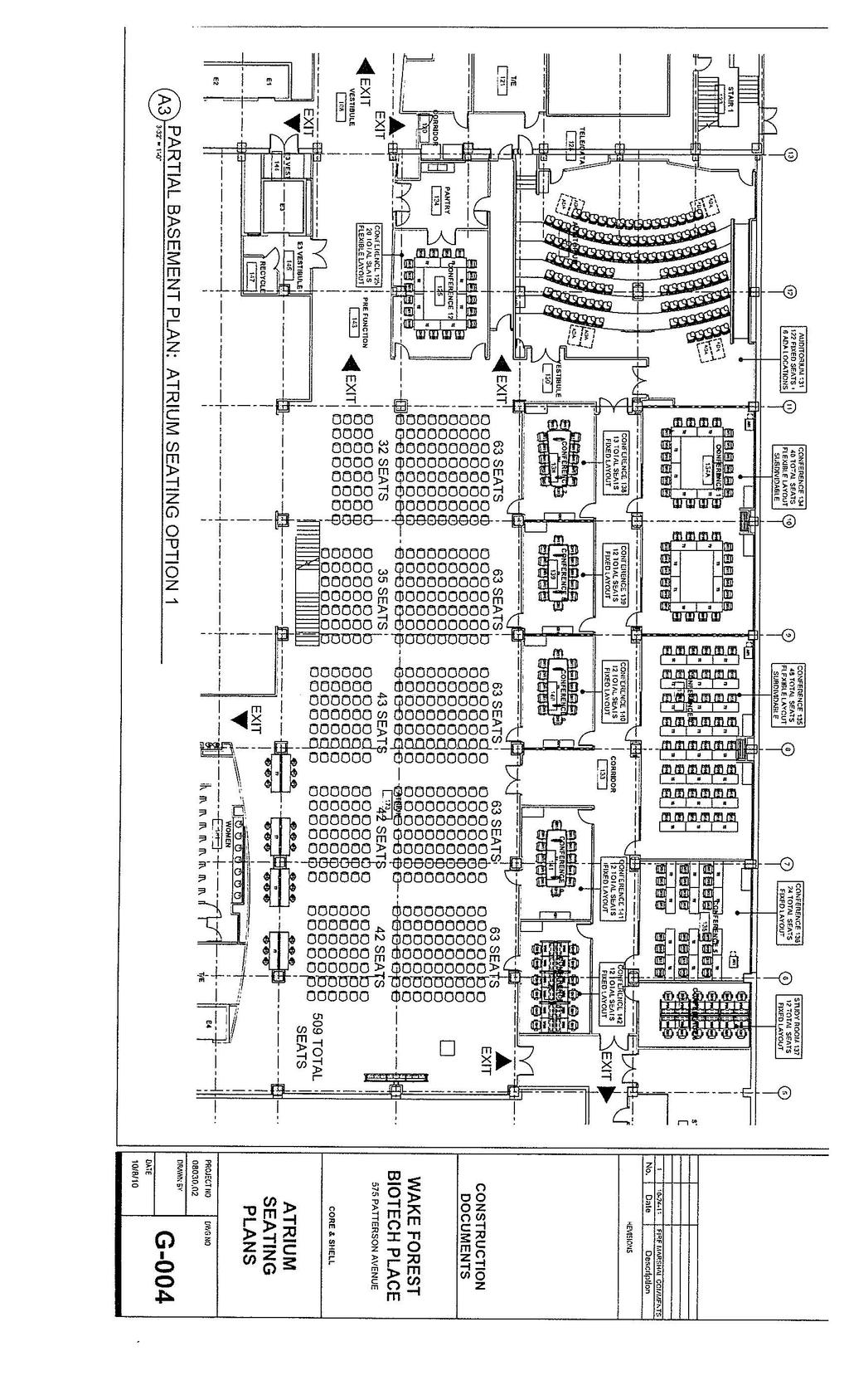 Auditorium/ Theater Style Floorplan Max Occupancy: 500 (Chairs)