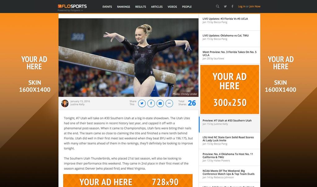 tv/ad specs Skins are available on the homepage of all sites Additionally available on MileSplit event coverage pages, calendar pages, and ranking pages