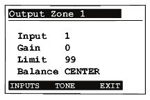 Manage Amplifier Output Zones View or Change Output Settings To view or change source settings: 1. On the In to Out Assignments screen, press the Setup button.