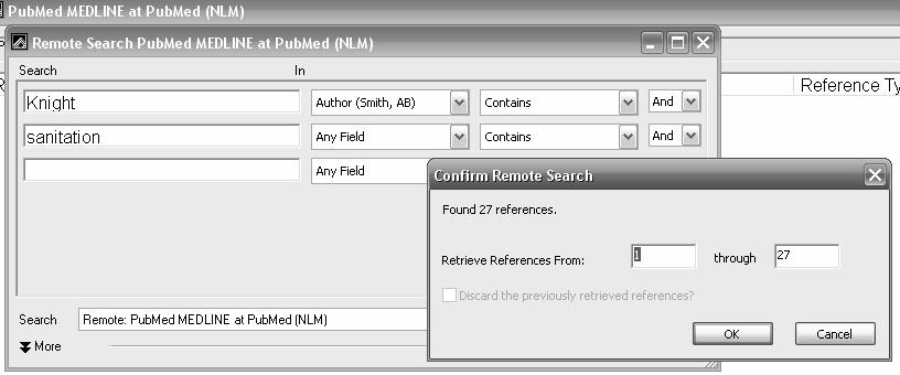 Accessing remote databases from Endnote Searching online in PubMed Use the dropdown
