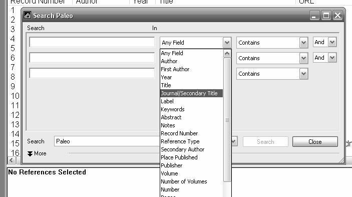 Searching the Endnote Library Type the search item in the Search box and select the