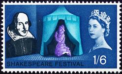 The image of Shakespeare used on four of the stamps appears to have been based on an engraving