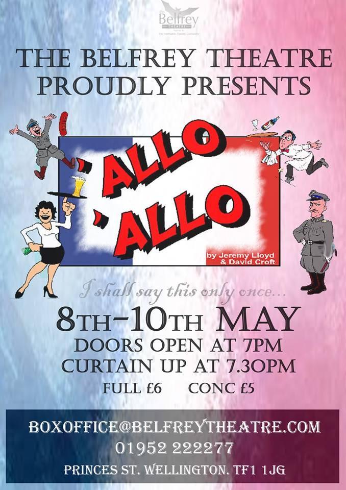 Following the Shropshire Drama Festival is the comedy Allo Allo. Taken from the much loved sitcom this has now been fully cast and rehearsals are underway.