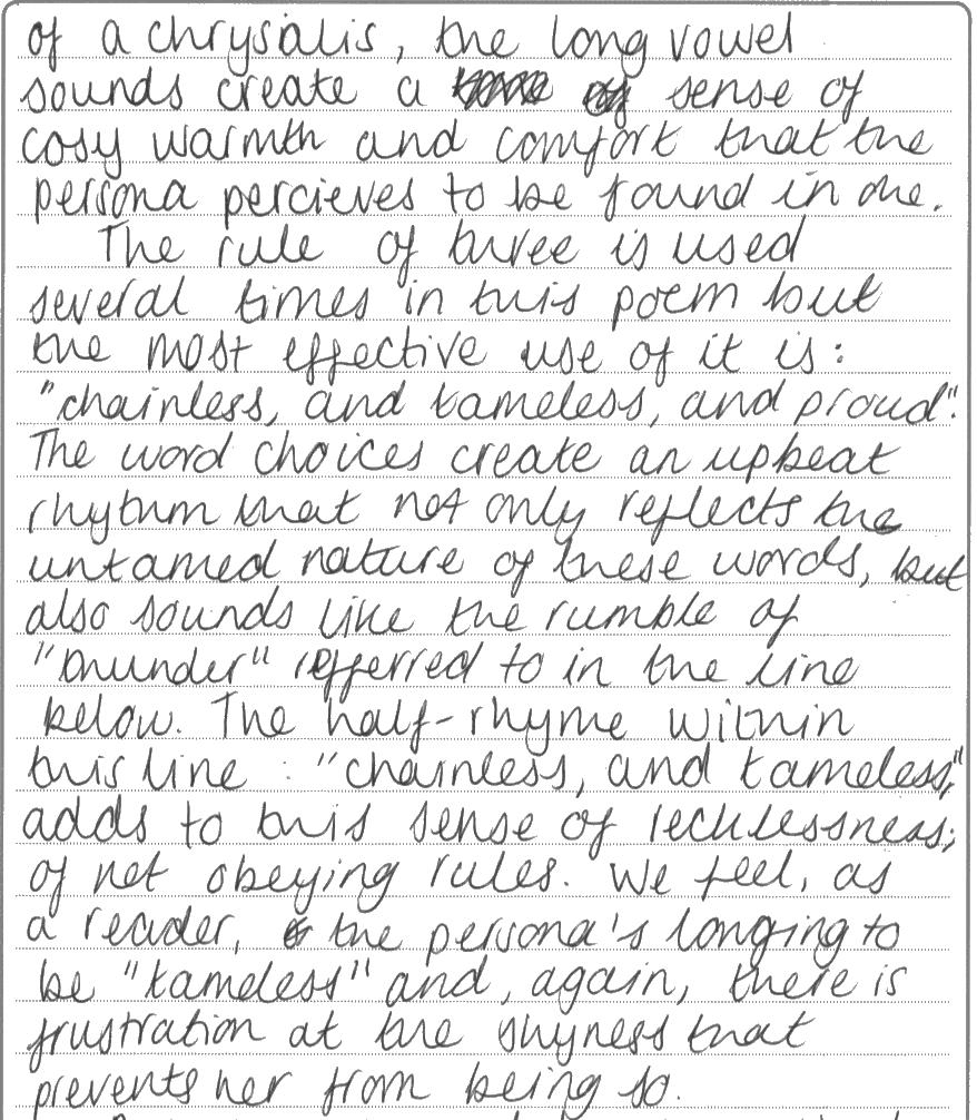 Examiner Comments There is detailed comment on imagery and other literary