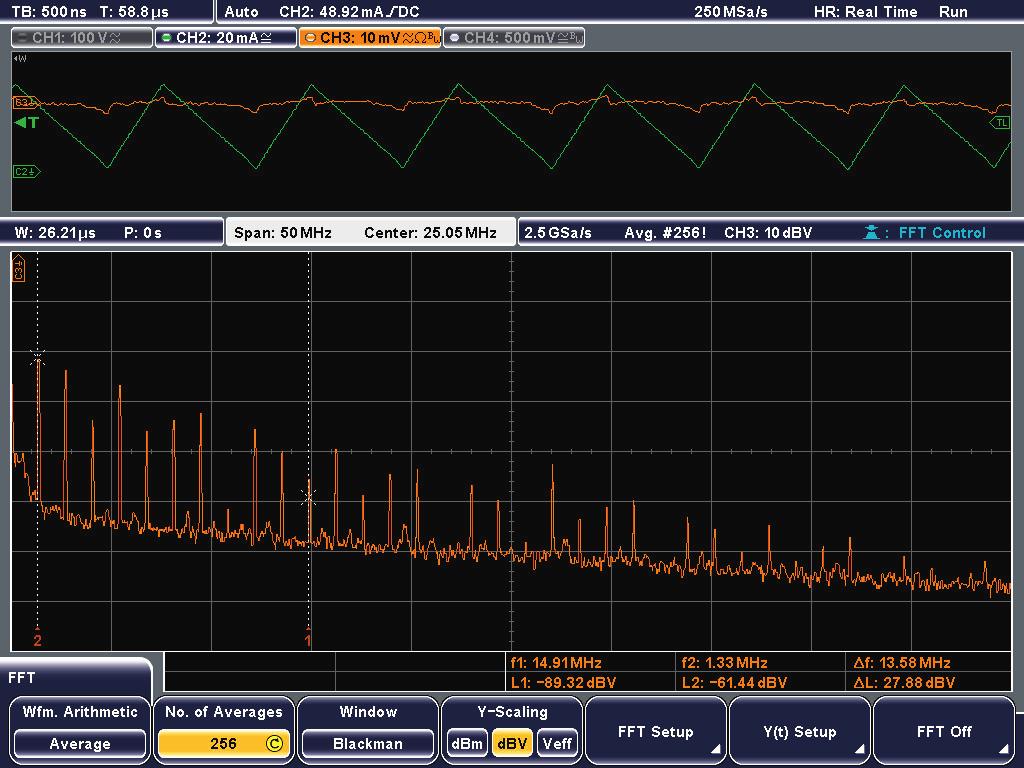 Focus on details: search and navigation Integrated: FFT analysis The sampling rate of up to 5 Gsample/s enables R&S RTM oscilloscopes to achieve a high time resolution.