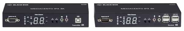 VX-HDMI-4KIP-TX VX-HDMI-4KIP-RX Product Data Sheet MediaCento IPX 4K Overview The MediaCento IPX 4K extends HDMI, USB, Audio, RS-232, and IR over IP via CATx or single-mode fiberoptic cable.