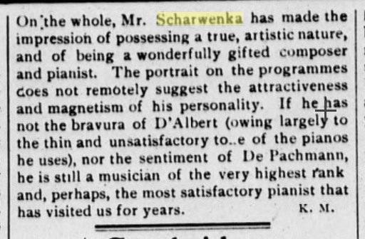 The Scharwenka Concert. The arrival among us of a musician of the rank of Xaver Scharwenka is an event of great interest and importance, and his piano concert in Music hall last Tuesday attracted a.