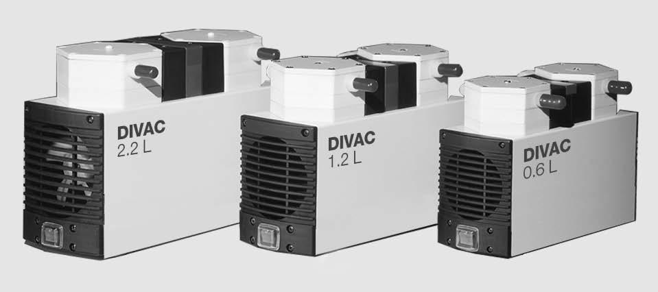 Products Diaphragm Vacuum Pumps for the Chemical Laboratory Dual-Stage Diaphragm Vacuum Pumps DIVAC 0.6 L, 1.2 L, 2.