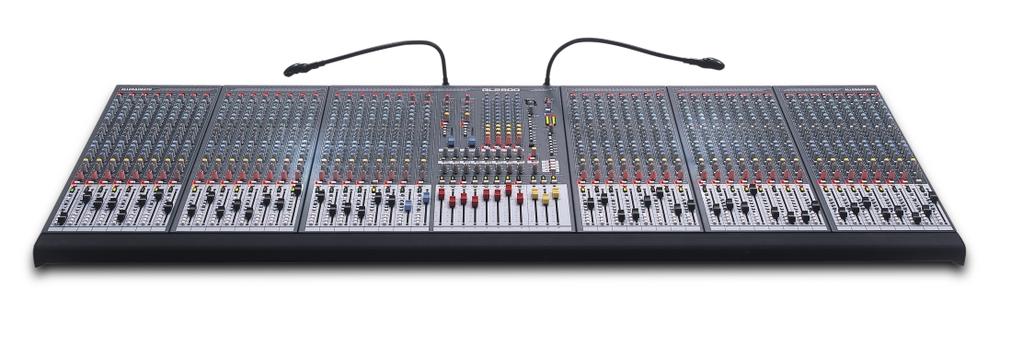 GL2800 is a compact, dual function, LR, M, 8 group, 10 aux, 12x4 matrix console. Frame sizes ranges from 24 to 56 channels including 2 stereo channels.