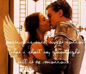 Romeo kissing Juliet during the party at the Capulets. Romeo falls in Love with Juliet. This is Love at First sight!