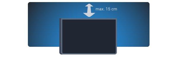 Position the TV where light does not shine directly on the screen. Position the TV up to 15 cm away from the wall. The ideal distance to watch TV is 3 times its diagonal screen size.
