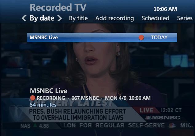 To view a list of all scheduled recordings 1) Press the RECORDED TV button on your set-top box remote control. The Recorded TV screen appears.