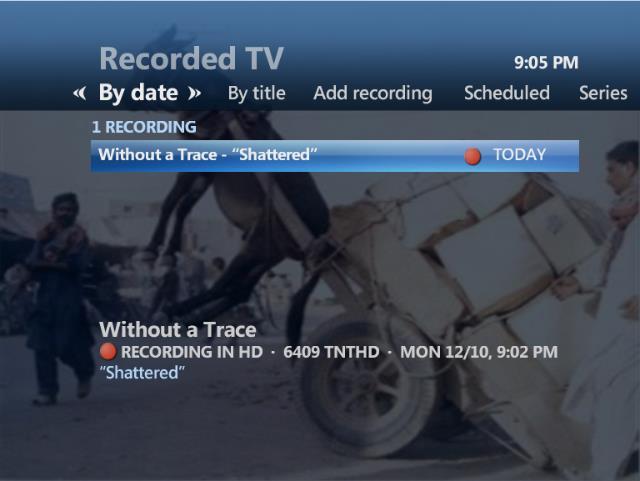 To view a list of the series recordings that you have scheduled 1) Press the RECORDED TV button on your remote control. The Recorded TV screen appears.