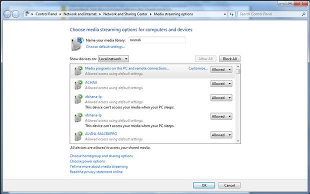 Your Windows 7 PC is now configured to share media with your set-top box.