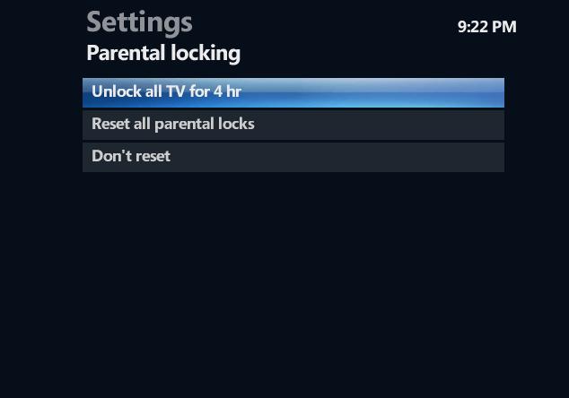 5) If you have finished setting up parental locking, use the arrow buttons on your remote control to select Lock, and then press OK.