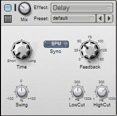 As well as Time and Feedback controls, it features a Swing control for achieving a variety of delay feels, and adjustable LowCut and HighCut filters in the feedback chain.